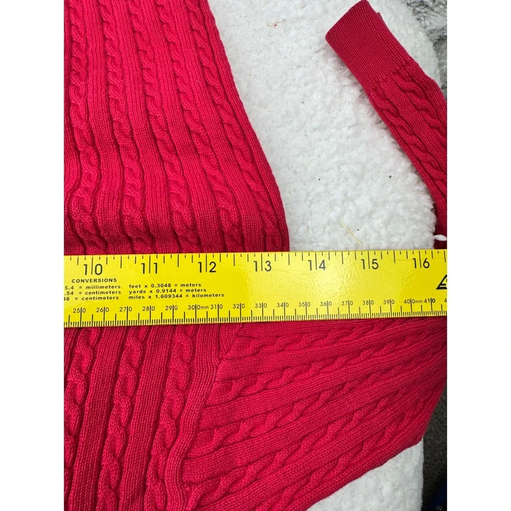 Ralph Lauren Cardigan Kids 4/5 Red Cable Knit Cotton Pony Sweater Preppy Classic